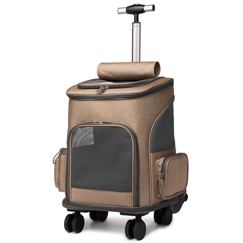 Portable Folding Trolley Pet Backpack Traveling Cat Backpack With Universal Wheel Trolley Pet Bag - CAPTURE360 5 CAPTURE360