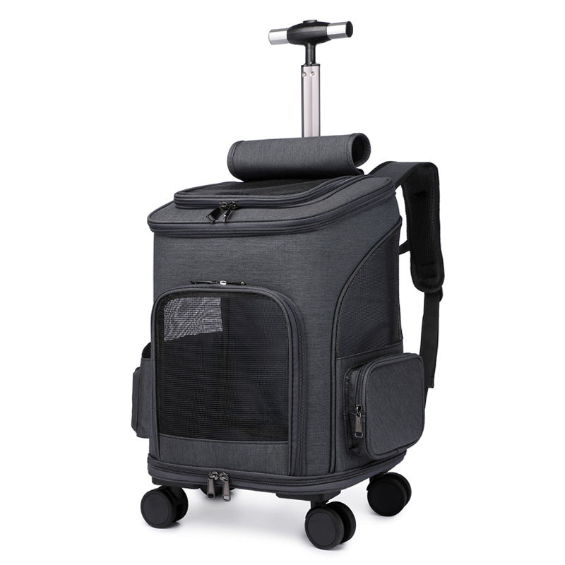 Portable Folding Trolley Pet Backpack Traveling Cat Backpack With Universal Wheel Trolley Pet Bag - CAPTURE360 5 CAPTURE360