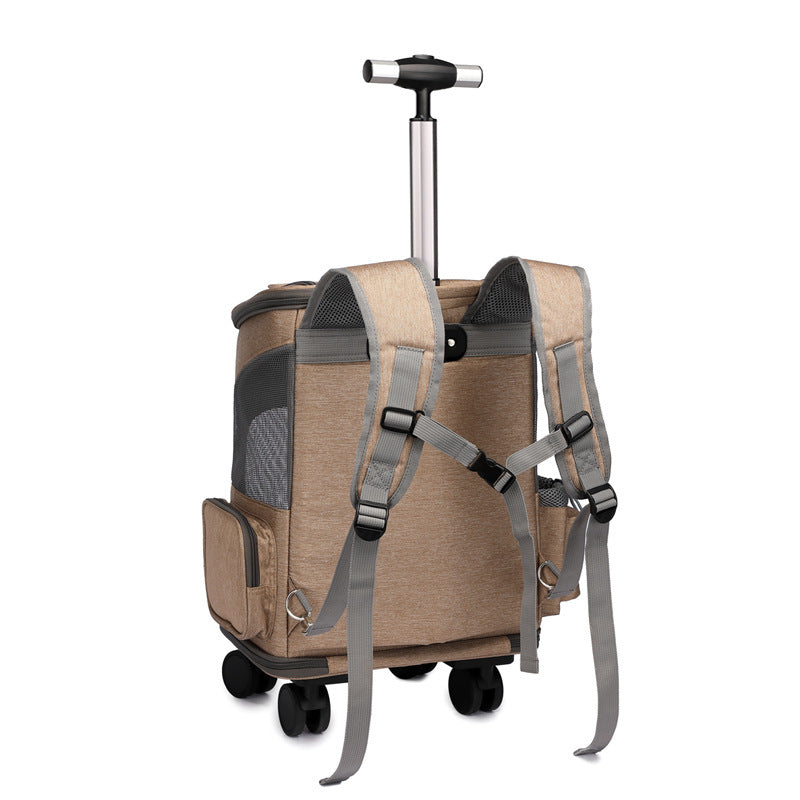 Portable Folding Trolley Pet Backpack Traveling Cat Backpack With Universal Wheel Trolley Pet Bag - CAPTURE360 5 CAPTURE360