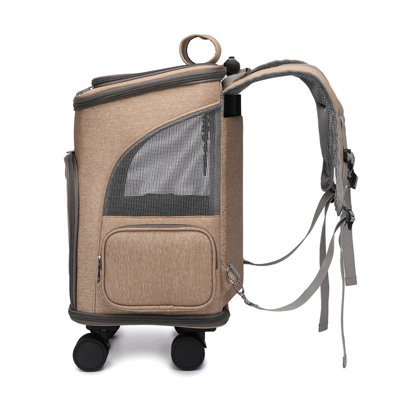 Portable Folding Trolley Pet Backpack Traveling Cat Backpack With Universal Wheel Trolley Pet Bag - CAPTURE360 5 CAPTURE360