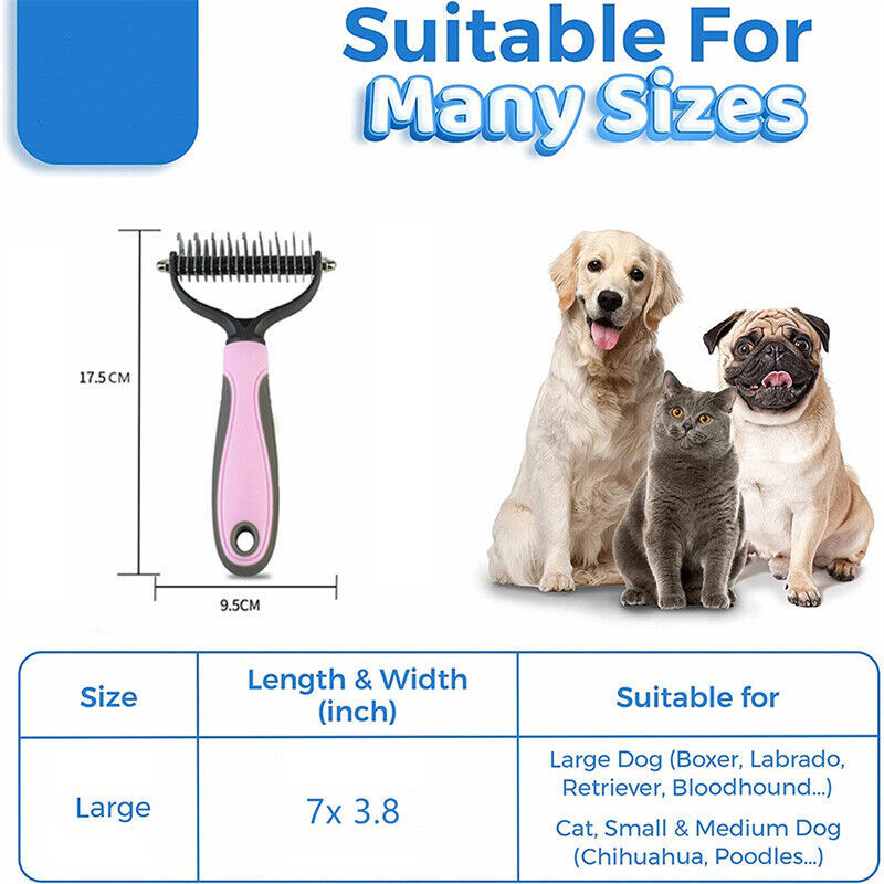 Grooming Brush For Pet Dog Cat Deshedding Tool Rake Comb Fur Remover Reduce 2-Side Dematting Tool For Dogs Cats Pets Grooming Brush Double Sided Shedding And Dematting Undercoat Rake Hair Removal Comb - CAPTURE360 5 CAPTURE360