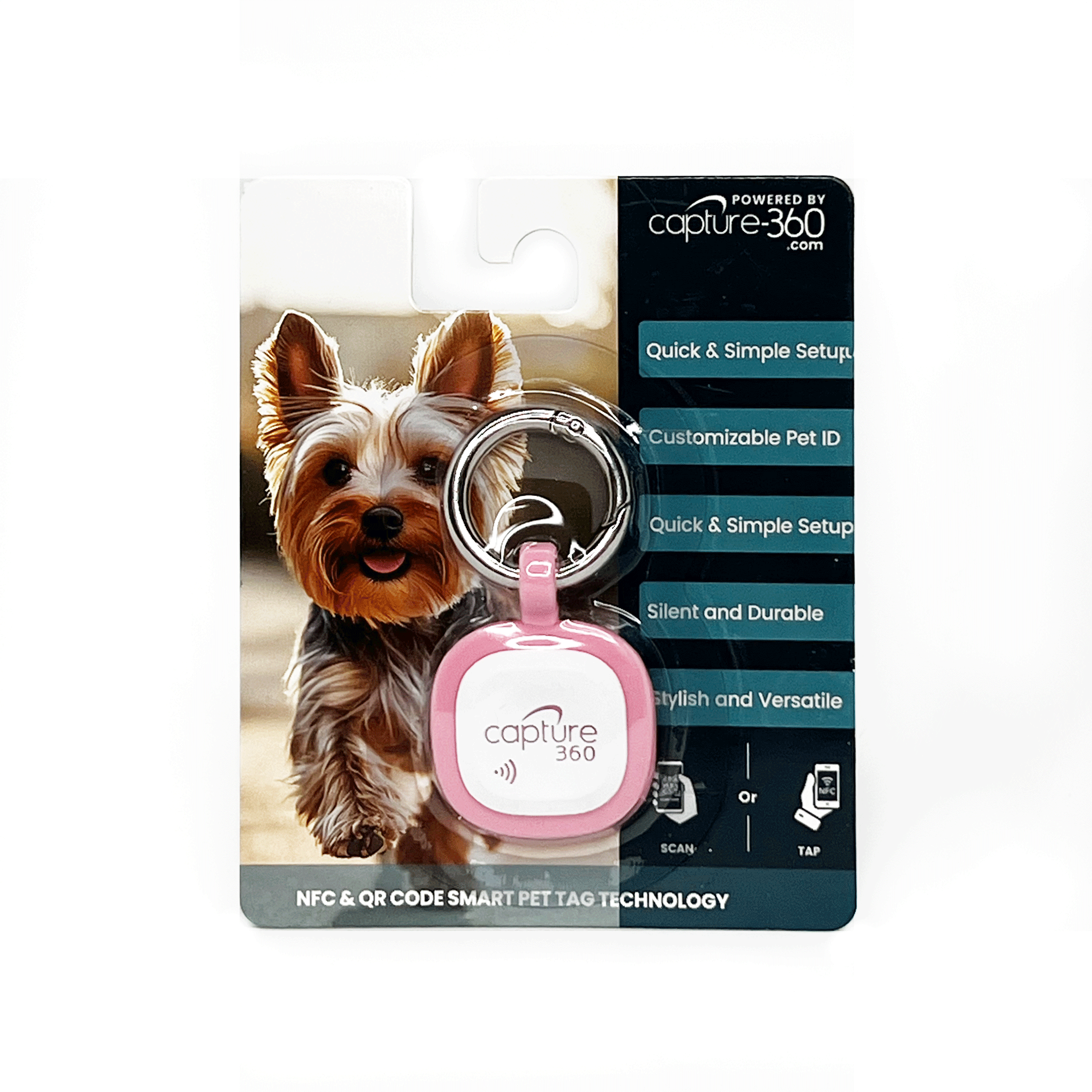Capture 360 Silent Silicone Smart Pet ID Tag - With NFC & QR Code technology - CAPTURE360 CAPTURE360