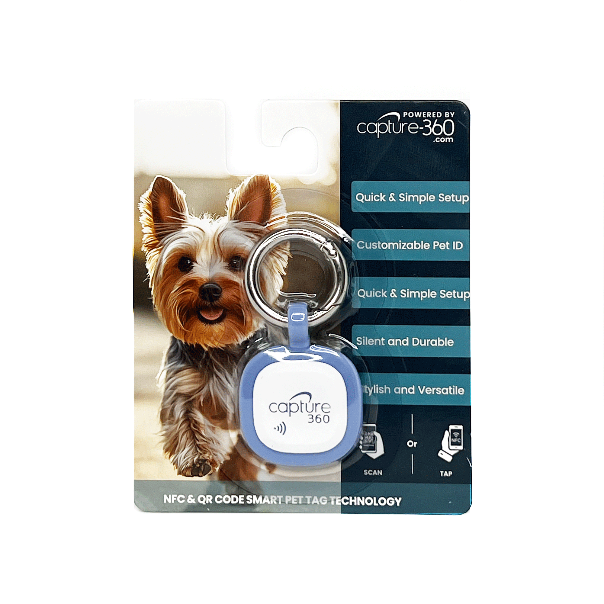 Capture 360 Silent Silicone Smart Pet ID Tag - With NFC & QR Code technology - CAPTURE360 CAPTURE360