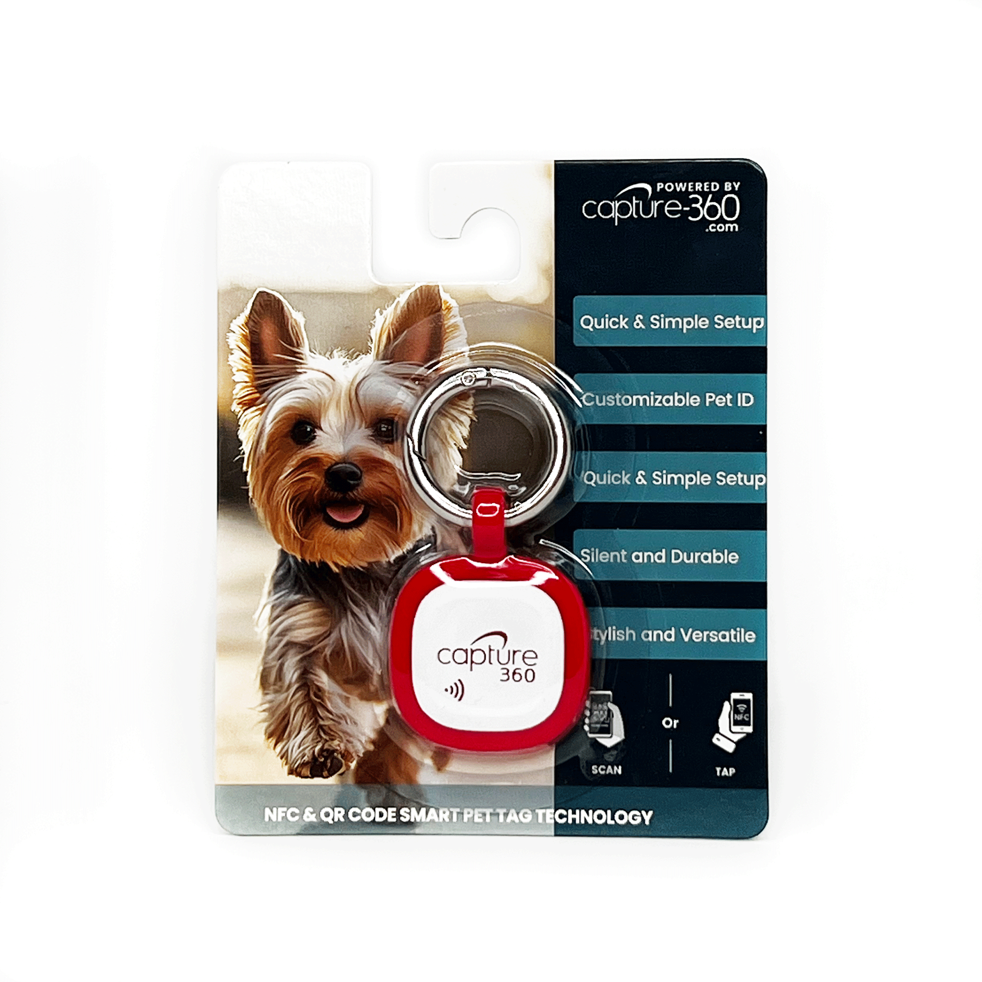 Capture 360 Silent Silicone Smart Pet ID Tag - With NFC & QR Code technology - CAPTURE360 CAPTURE360