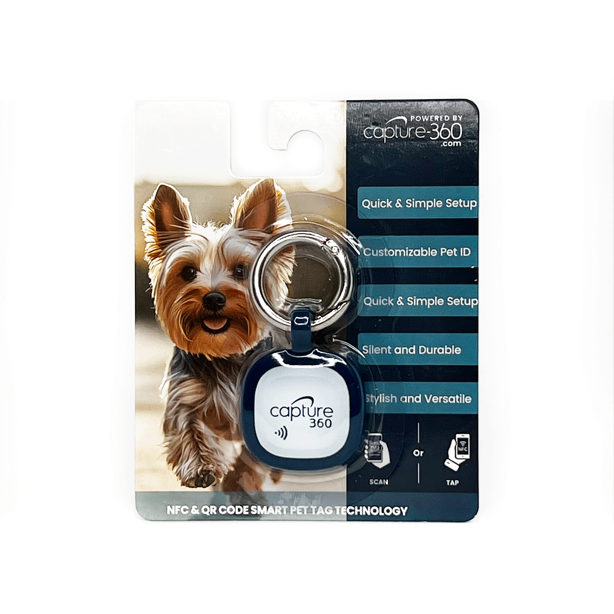 Capture 360 Silent Silicone Smart Pet ID Tag - With NFC & QR Code technology - CAPTURE360 CAPTURE360