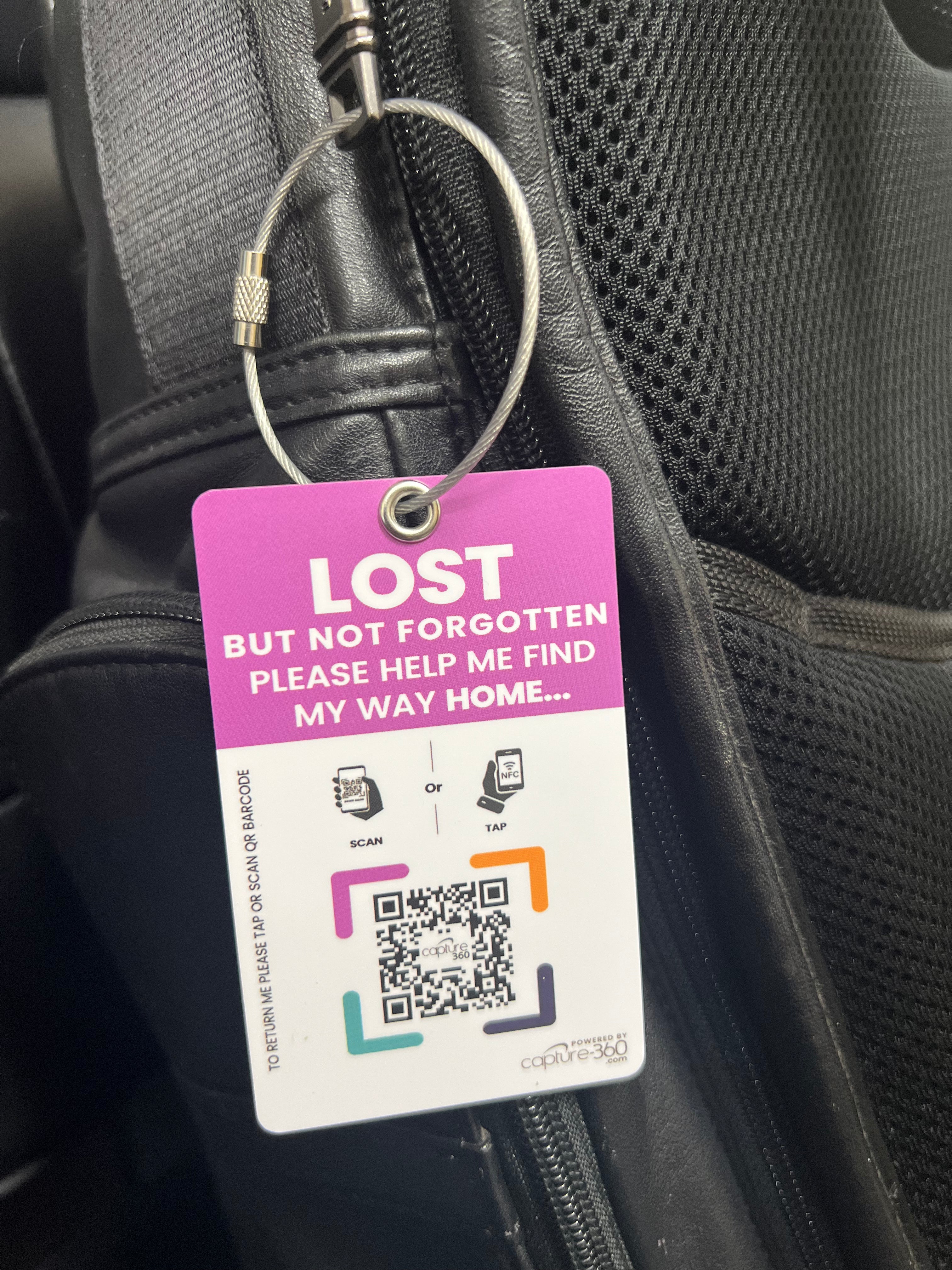 Capture 360 Smart ID Tag with NFC and QR Code for Luggage and Belongings