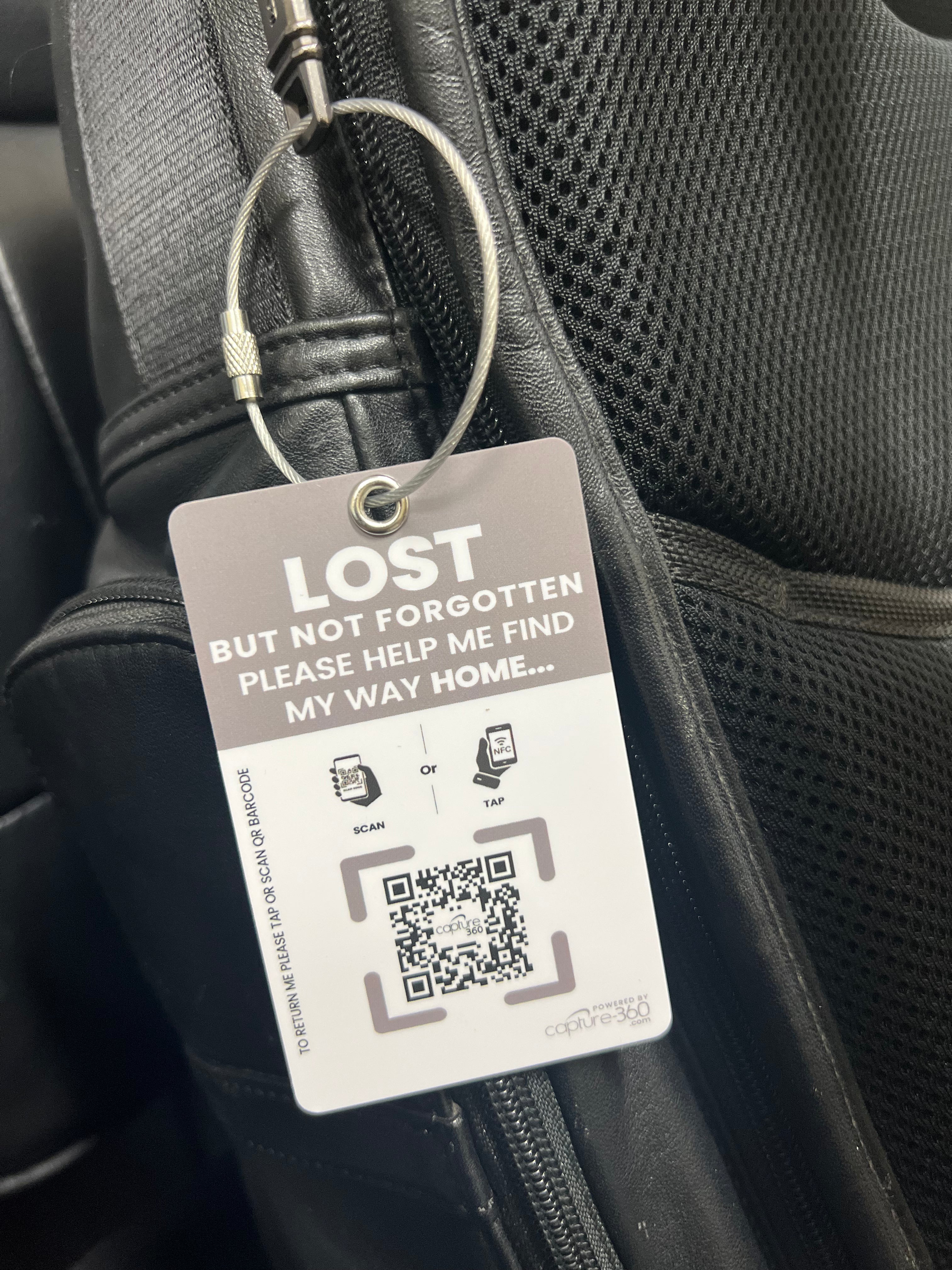 Capture 360 Smart ID Tag with NFC and QR Code for Luggage and Belongings